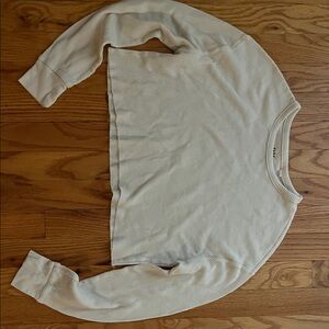 Cream waffle knit Women's slightly cropped Sweater